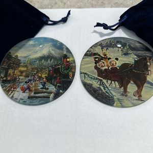 NWOT Thomas Kinkade disney Christmas ornaments